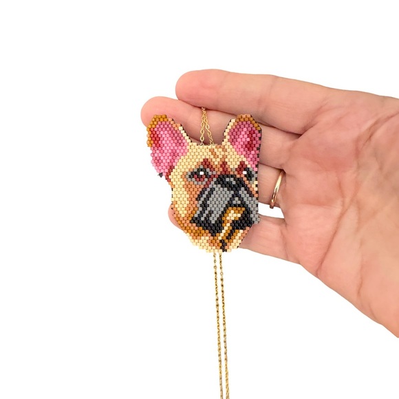 Colorful Bulldog Pendant Necklace Convertible to Brooch Pin - Picture 9 of 9